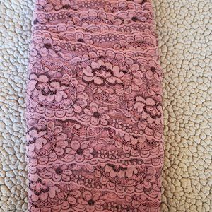 Chantilly Lace Trim - 4" wide - Dusty Pink with black accent - Floral - 3 Yards